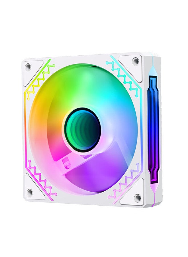 Play Jia Wanjiajingjing Fourth Generation Argb White Reverse Fan, Case Cooling 12cm Fan, Rgb Synchronization, 5v 3-pin Argb Pwm Temperature Control Speed Adjustment - Image 2