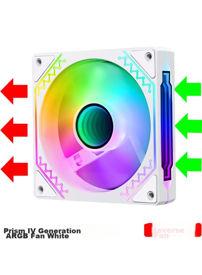Play Jia Wanjiajingjing Fourth Generation Argb White Reverse Fan, Case Cooling 12cm Fan, Rgb Synchronization, 5v 3-pin Argb Pwm Temperature Control Speed Adjustment - Image 1