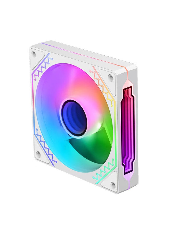 Play Jia Wanjiajingjing Fourth Generation Argb White Reverse Fan, Case Cooling 12cm Fan, Rgb Synchronization, 5v 3-pin Argb Pwm Temperature Control Speed Adjustment - Image 4