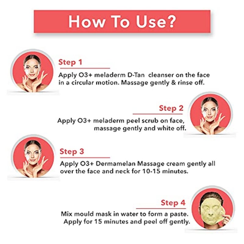 O3 DTAN Facial Kit for TAN Removal Skin lightening 45g Detan Facial Kit for TAN Removal - Image 3