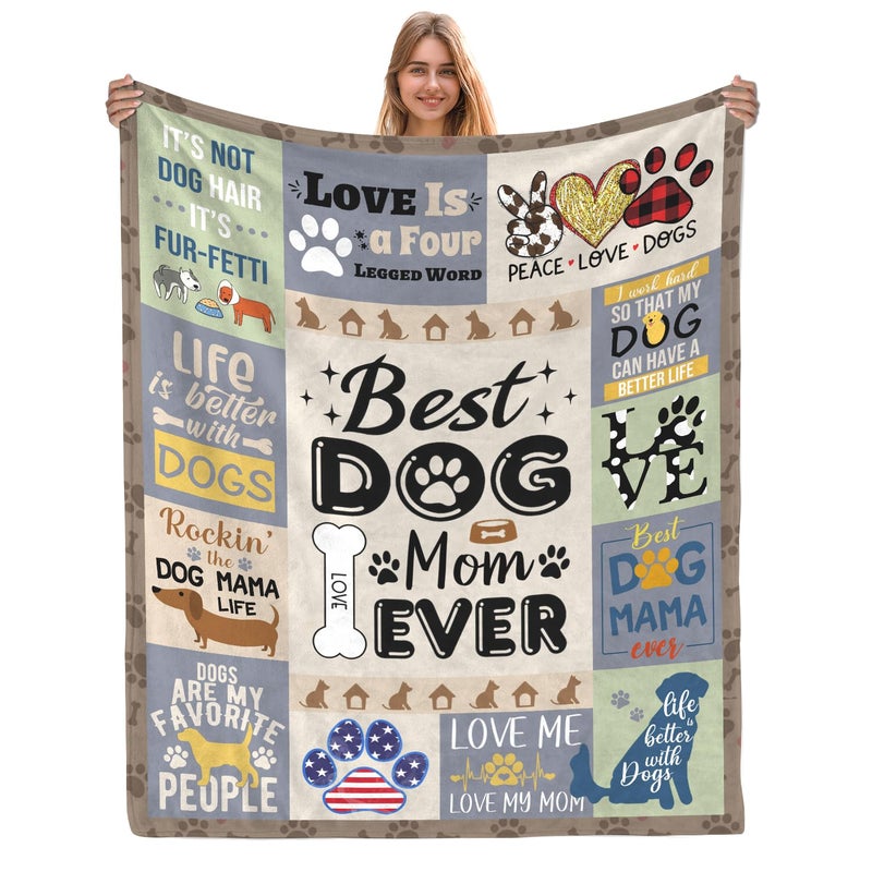 AJIIUSV Dog Lovers Gifts for Women Dogs Mom Blanket 60x80 Inch Dog Mom Gifts for Women for Mothers Day Christmas Thanksigiving
