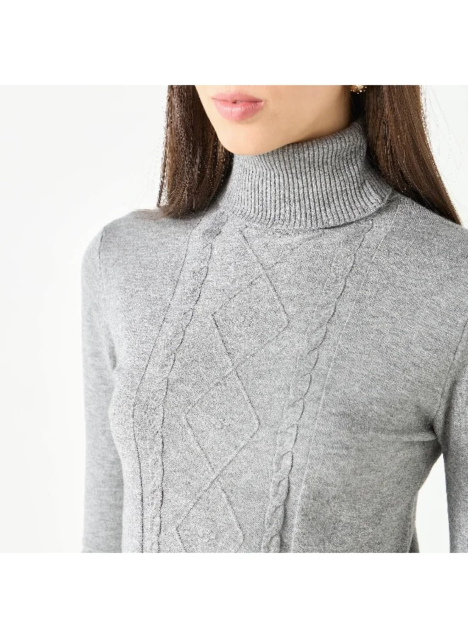 2Xtremz 2Xtremz Textured High Neck Sweater with Long Sleeves