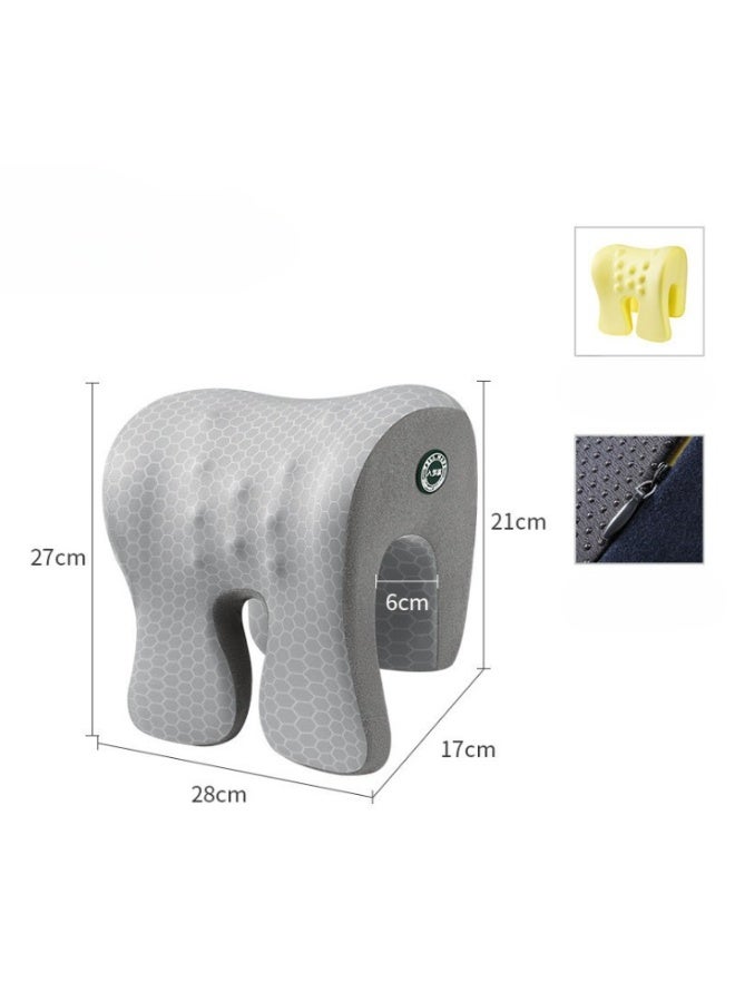 Memory Foam Office Nap Pillow with Neck Support, Soft Unlined Desk Headrest for Adults & Students, Ergonomic Chair Sleeping Device for Travel & Lunch Break Rest, Ice Silk Grey - Image 2