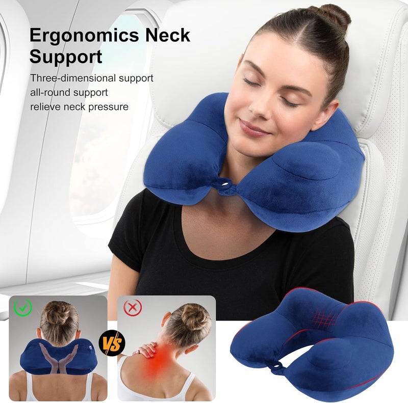 Inflatable Travel Neck Pillows for Airplanes, Long Flight Sleeping Necessary to Avoid Neck and Shoulder Pain, Comfortably Support Head and Neck for Airplane, Car, Bus, Office - Image 4