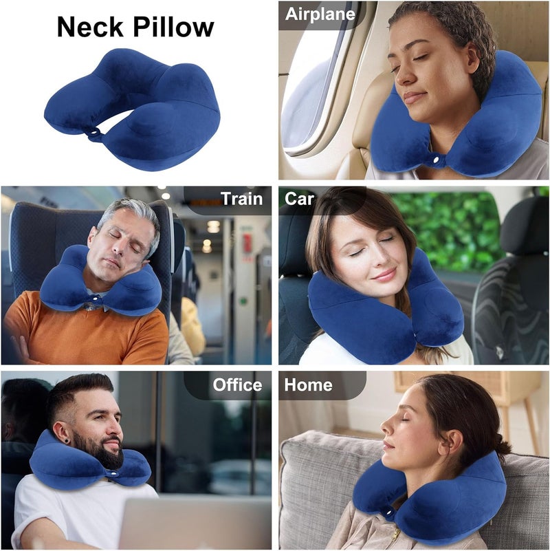 Inflatable Travel Neck Pillows for Airplanes, Long Flight Sleeping Necessary to Avoid Neck and Shoulder Pain, Comfortably Support Head and Neck for Airplane, Car, Bus, Office - Image 3