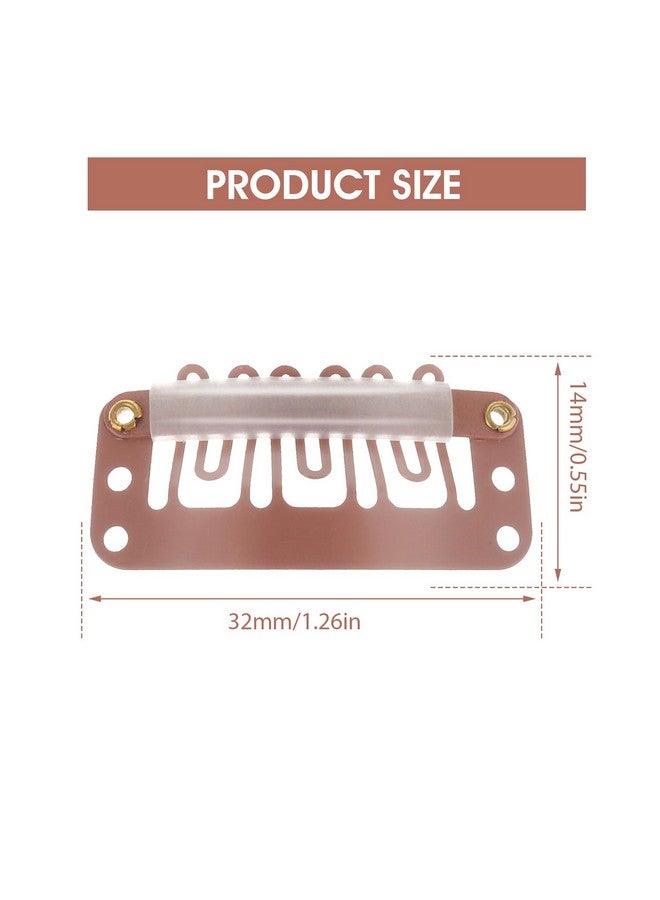 Yolev 50Pcs Wigs Snap Clips Hair Extension Clips 6Teeth Ushape Metal Silicon Wig Hair Extension Clips For Women Hairpiece (Light Brown) - Image 2