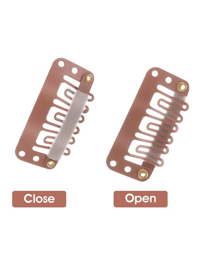 Yolev 50Pcs Wigs Snap Clips Hair Extension Clips 6Teeth Ushape Metal Silicon Wig Hair Extension Clips For Women Hairpiece (Light Brown) - Image 4