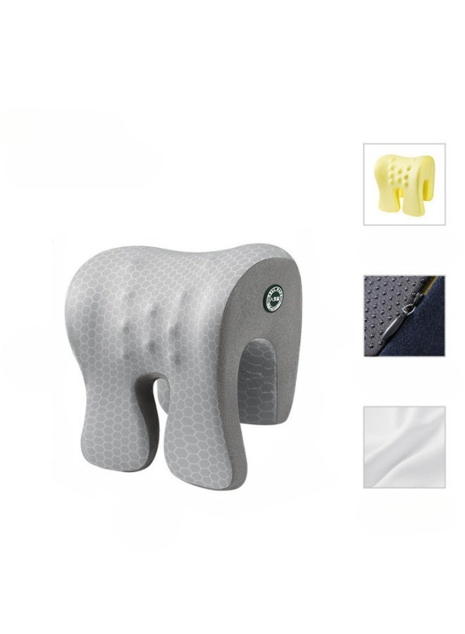 Breathable Lined Memory Foam Office Nap Pillow with Neck Support, Multi-Functional Desk Headrest for Adults & Students, Ergonomic Chair Sleeping Device for Travel, Ice Silk Grey - Image 2