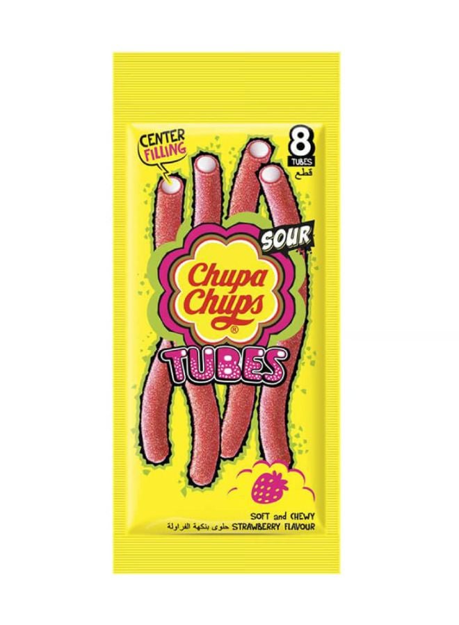 Chupa Chups Extruded Jellies Strawberry Sour Tubes 80g - Image 1