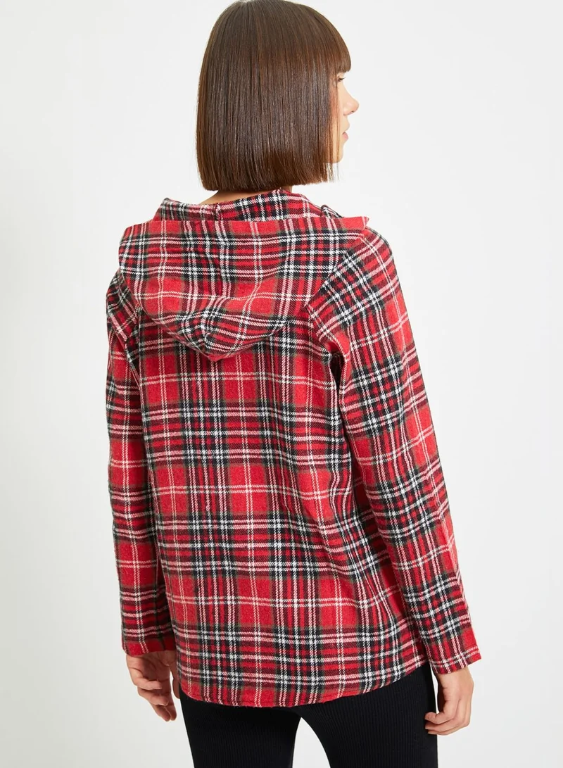 trendyol Checked Hooded Top