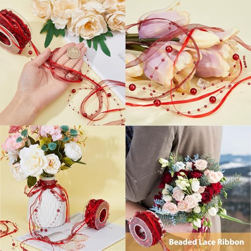Aeenioy 2 Pack Ribbon Roll, Golden Ribbons for Gift Wrapping, Organza Ribbons, Satin Ribbon Roll for Decoration, Craft, and Party Decorations, 4.5 Meters Long - Image 5