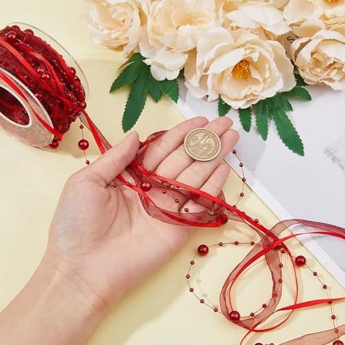 Aeenioy 2 Pack Ribbon Roll, Golden Ribbons for Gift Wrapping, Organza Ribbons, Satin Ribbon Roll for Decoration, Craft, and Party Decorations, 4.5 Meters Long - Image 3