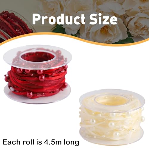 Aeenioy 2 Pack Ribbon Roll, Golden Ribbons for Gift Wrapping, Organza Ribbons, Satin Ribbon Roll for Decoration, Craft, and Party Decorations, 4.5 Meters Long - Image 2