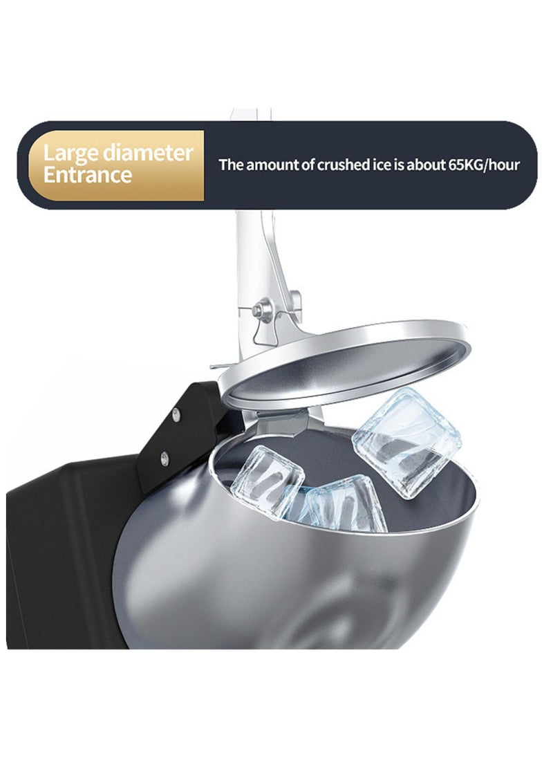 XiuWoo Electric Stainless Steel Ice Shaver, Commercial&Home Snow Cone Machine, 143lbs/hr Ice Crushing Capacity and 1500Rpm Rotation Speed, Stable Anti-Shake,One-button Operation, for Restaurants, Cafes, Bars  - Image 2