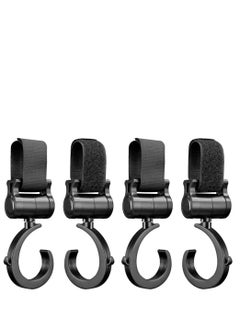 Pram Hooks, Buggy Clips Stroller Hook with Closure for Changing Bags, Attachment to Your Shopping Bags Securely on the Pushchair Pack of 4