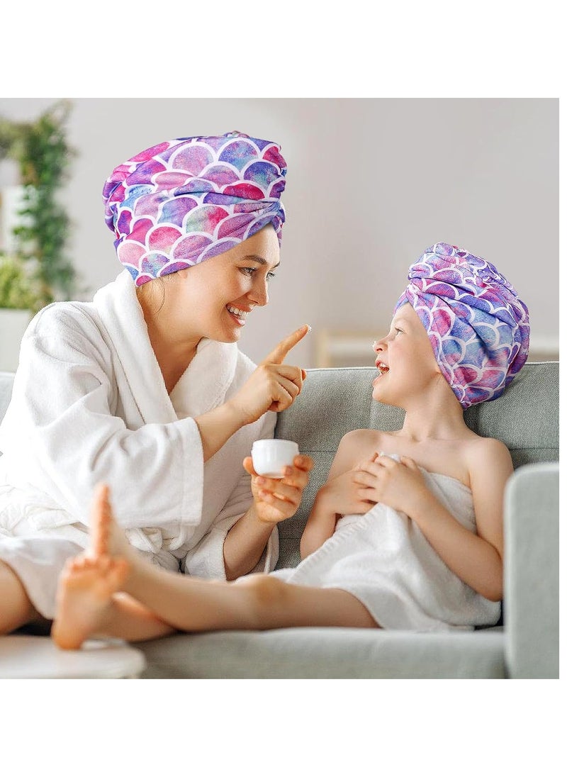 MADHOLLY - MADHOLLY Microfiber Hair Towel for Kids Gift - Soft Super Absorbent Rapid Drying Hair Towel Wrap Turban for Girls Women with Button, Anti-Frizz for Thicker Curly Long Hair, 2Pack - Image 1