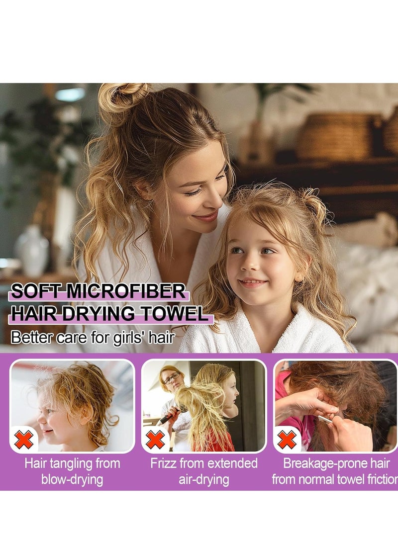 MADHOLLY - MADHOLLY Microfiber Hair Towel for Kids Gift - Soft Super Absorbent Rapid Drying Hair Towel Wrap Turban for Girls Women with Button, Anti-Frizz for Thicker Curly Long Hair, 2Pack - Image 1