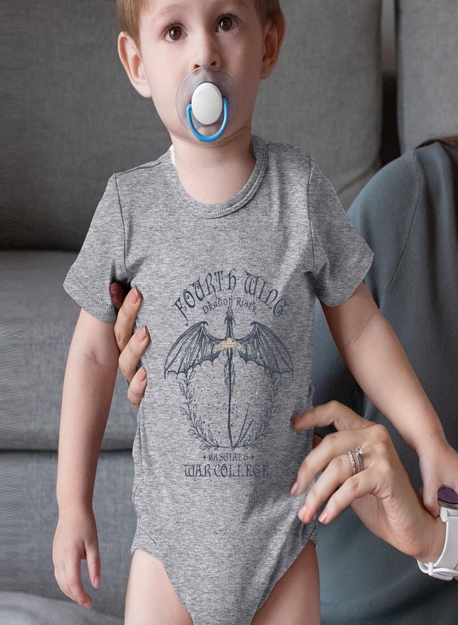 The Pxv One-Piece Fourth Wing Dragon Rider Vintage Basgiath War College 12 Months Heather Grey Romper - Image 2