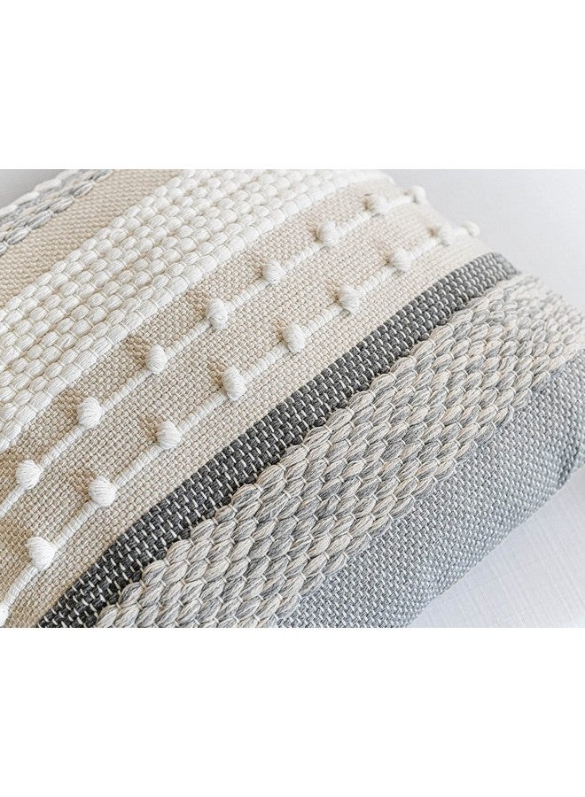 BlissBlush BlissBlush Gray Boho Throw Pillow Cover 22x22, Grey Decorative Accent Pillow for Couch, Square Woven Textured Pillowcase, Modern Farmhouse Pillow for Bed, Bohemian Pillow Cover (Pack of 1) - Image 4