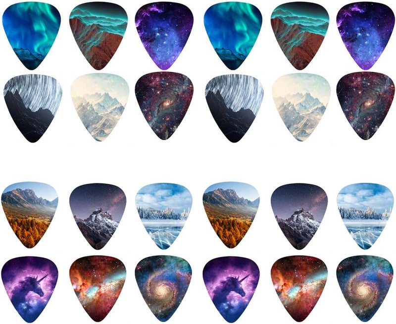 IRIDESCENT 24-pack 0.71mm Stylish Colorful Celluloid Guitar Picks Plectrums for Guitar Bass (2-Natural) - Image 2