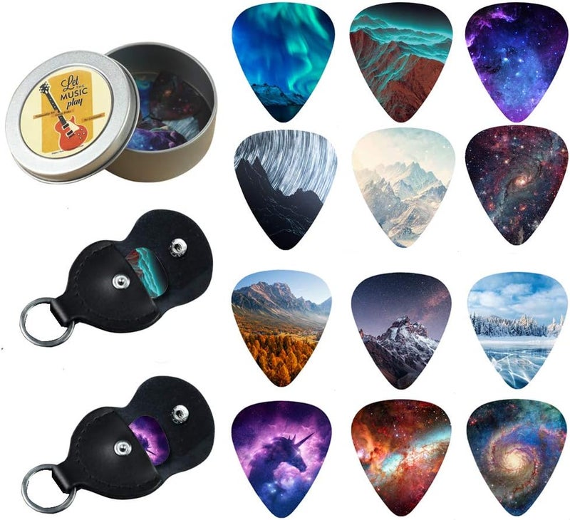 IRIDESCENT 24-pack 0.71mm Stylish Colorful Celluloid Guitar Picks Plectrums for Guitar Bass (2-Natural) - Image 1