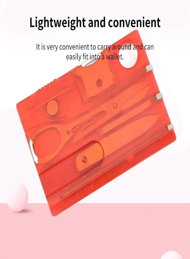 AROAQ بطاقة سويسرية متعددة الوظائف للتخييم في الهواء الطلق بسكين الجيش السويسري بطاقة أداة بقاء متعددة الأغراض مع إشارات الطوارئ وبوصلة وقاطع ومصباح - Image 4