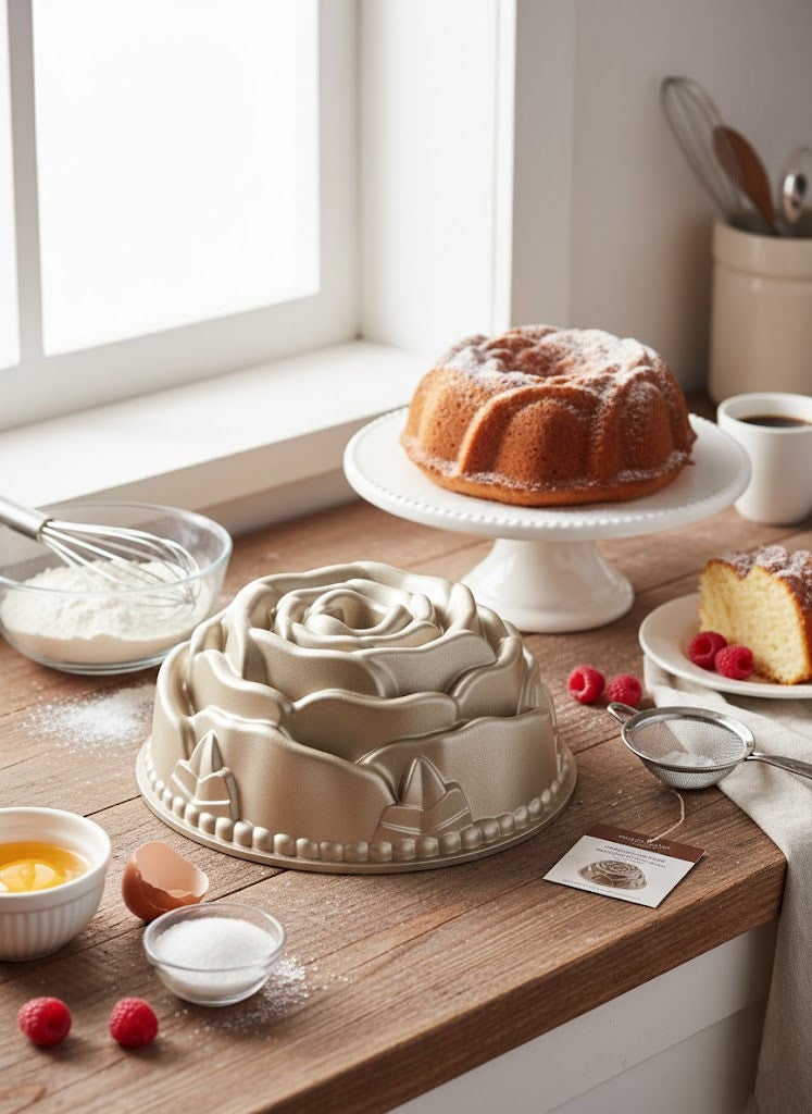 PROCILA Aluminium Granite Non-Stick Rose Mould Pan Beige 24cm - Image 1