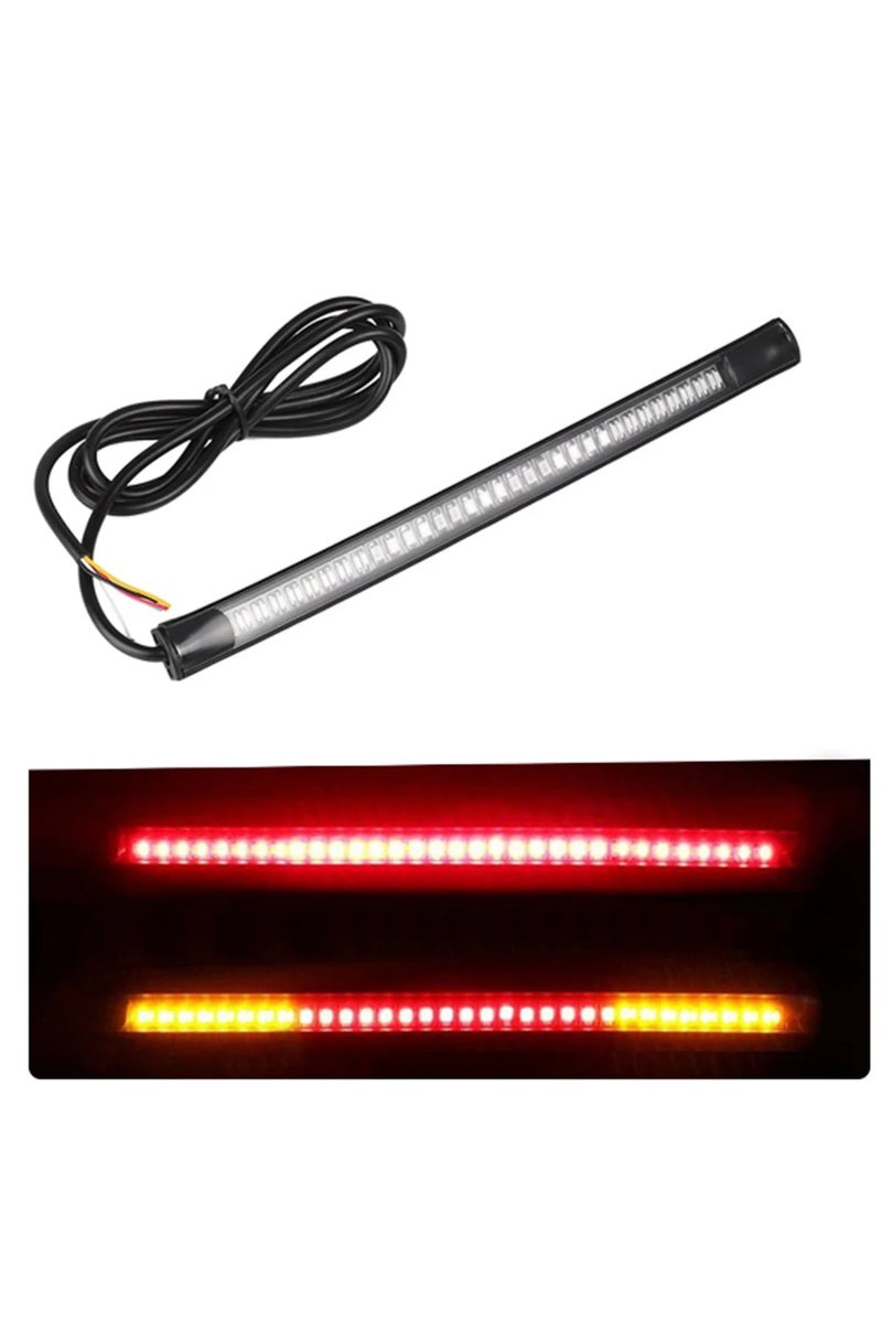 شريط إضاءة مرن للدراجات النارية بيج اللون، 48 مصباح LED، إشارة انعطاف خلفية، مصباح فرامل خلفي، مصباح أمامي