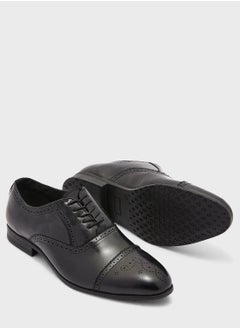 Robert Wood Faux Leather Brogue Oxford Formal Lace Ups  - Image 3