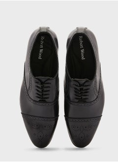 Robert Wood Faux Leather Brogue Oxford Formal Lace Ups  - Image 4