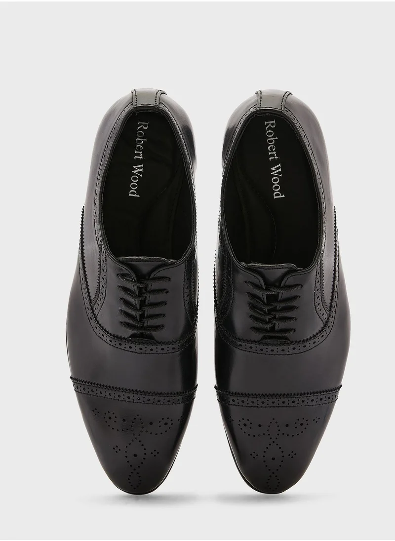 Robert Wood Faux Leather Brogue Oxford Formal Lace Ups