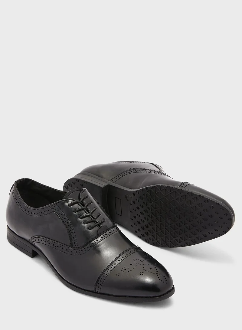 Robert Wood  Faux Leather Brogue Oxford Formal Lace-Up Shoes for Men | Best Price UAE