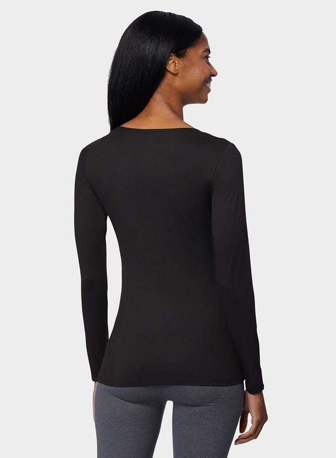 32 DEGREES Heat Womens Ultra Soft Thermal Lightweight Baselayer Scoop Neck Long Sleeve Top, Black, M - Image 4