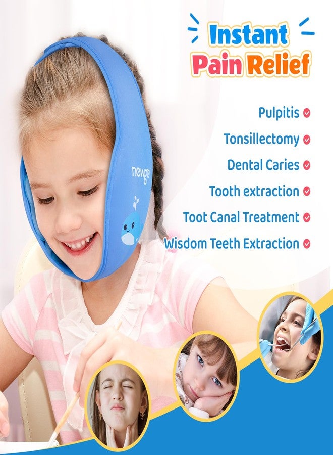 NEWGO Tonsillectomy Ice Pack for Kids, Wisdom Teeth Ice Pack Head Wrap for Kids Tonsil Recovery, Cavities, Tooth Extraction Pain Relief, Head Circumference of 20.8-25.6 Inches - Blue - Image 2