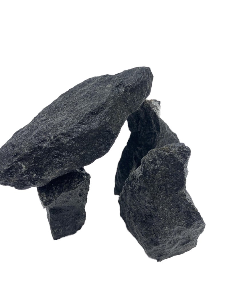RUKDA Natural Black Rock for Aquariums, Gardens, and Home Decor – Premium Decorative Stones for Aquatic Environments, Terrariums, Landscaping, and Interior Design - 3kg - Image 1