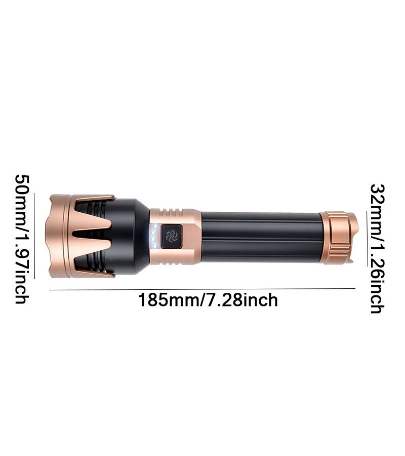 Black Aluminum Windproof Ignition Flashlight 5000mAh Portable LED Camping Light - Image 3
