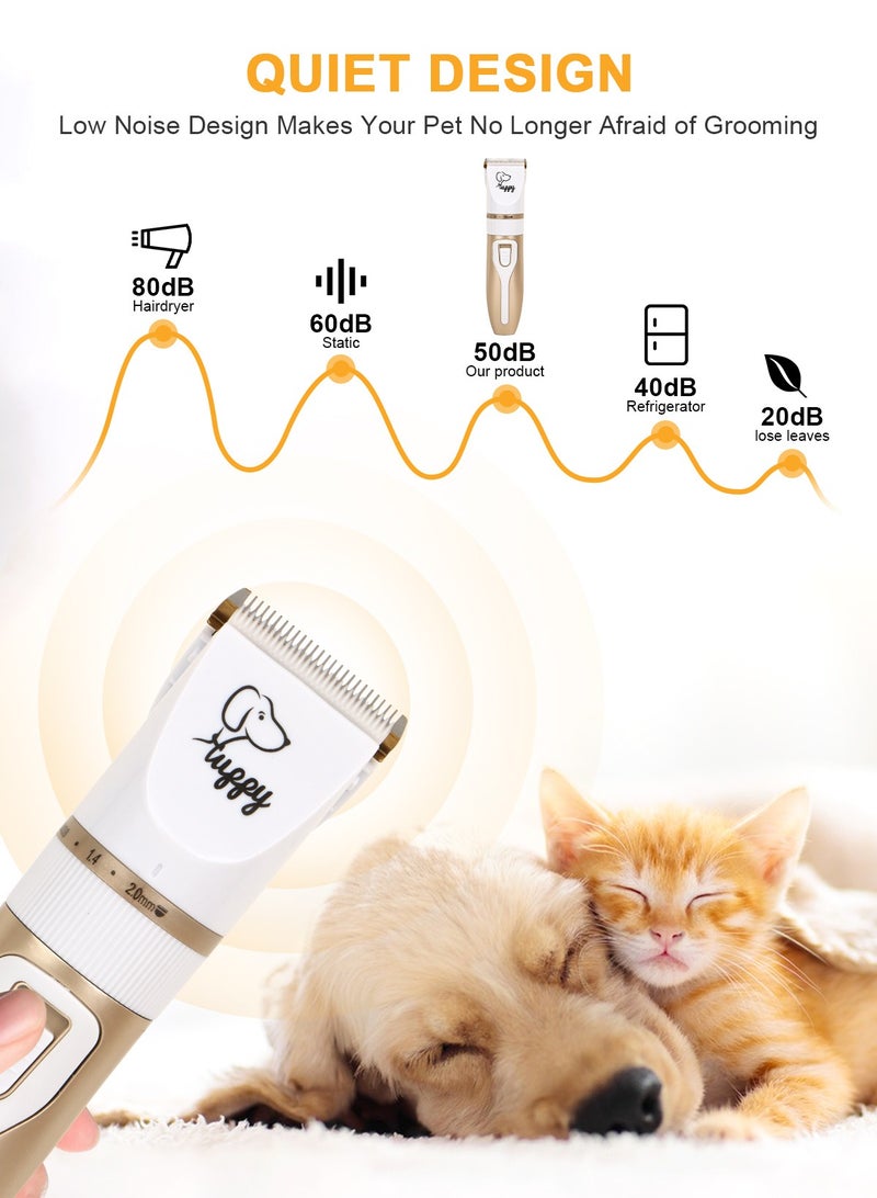 URbazaar 13 Pcs Dog Shaver Clippers, Low Noise Electric Cordless Dog Grooming Supplies,Rechargeable Pet Grooming Kit with Scissors, Combs, Files, Nail Clippers and Spare cutter head for Dogs and Cats - Image 5