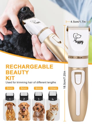 13 Pcs Dog Shaver Clippers, Low Noise Electric Cordless Dog Grooming Supplies,Rechargeable Pet Grooming Kit with Scissors, Combs, Files, Nail Clippers and Spare cutter head for Dogs and Cats - view 3