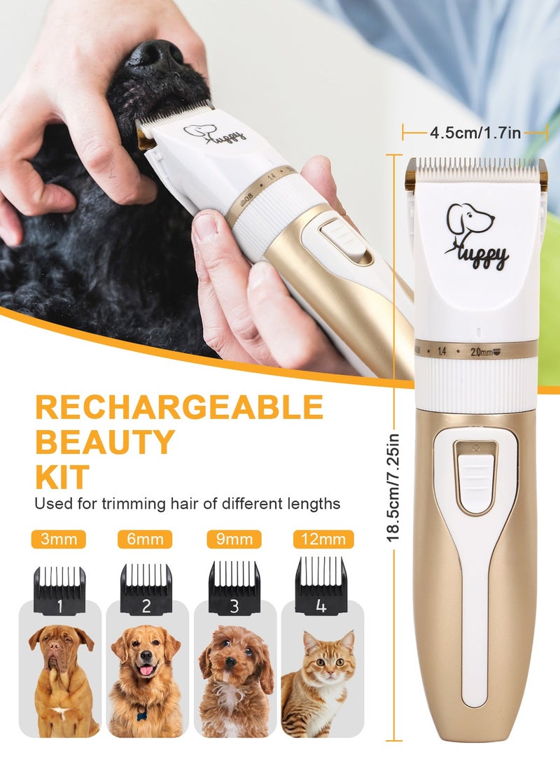 URbazaar 13 Pcs Dog Shaver Clippers, Low Noise Electric Cordless Dog Grooming Supplies,Rechargeable Pet Grooming Kit with Scissors, Combs, Files, Nail Clippers and Spare cutter head for Dogs and Cats - Image 3
