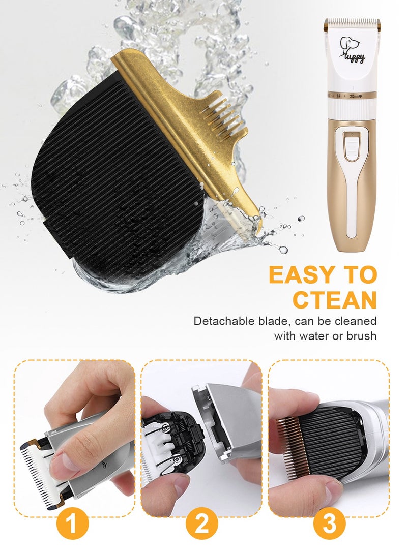 URbazaar 13 Pcs Dog Shaver Clippers, Low Noise Electric Cordless Dog Grooming Supplies,Rechargeable Pet Grooming Kit with Scissors, Combs, Files, Nail Clippers and Spare cutter head for Dogs and Cats - Image 4