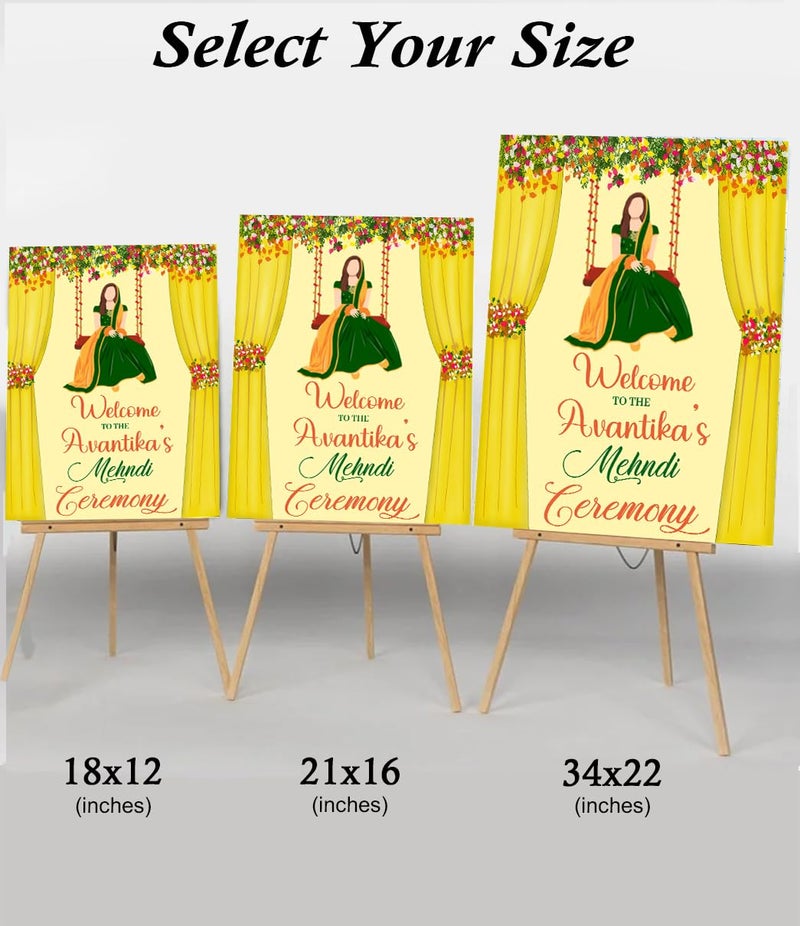 Theme My Party Mehendi Functions Signage For Wedding Ceremony Board - 18 Inch x 12 Inch
