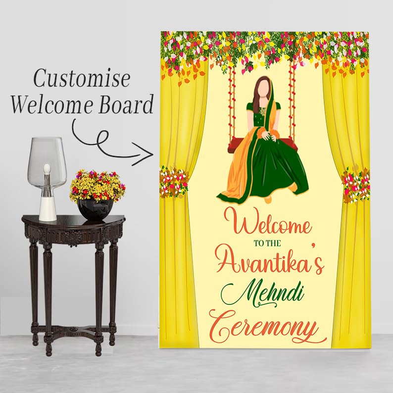 Theme My Party Mehendi Functions Signage For Wedding Ceremony Board - 18 Inch x 12 Inch