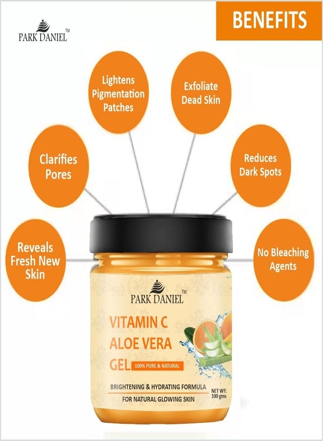 Park Daniel Vitamin C Aloe Vera Extract Gel For Skin Brightening, Hydrating and Natural Glowing Pack of 2 100 grams - Image 5