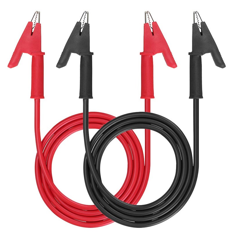 Sumnacon Dual Ended Crocodile Alligator Clips, 15A Test Lead Wire Cable with Insulators Clips, 2 Pcs 3.3 ft/1m Test Flexible Cable with Protective Jack Copper Clamps for Electrical Testing - Image 1