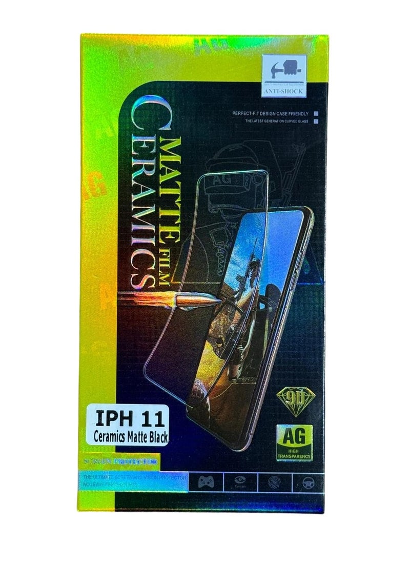 erorex - Ceramics Matte Film Screen Protector for iPhone 11 – 9D Anti-Shock, Matte Black, Case Friendly, High Transparency, Scratch Resistant - Image 1