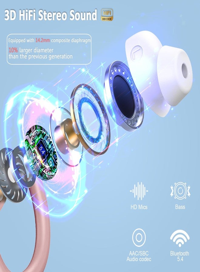 Rulefiss Wireless Earbuds Sport, 2025 Bluetooth 5.4 Headphones Bass Hi-Fi Stereo Over Ear Buds, 56Hrs Noise Cancelling Headset with Earhook, IP7 Waterproof Earphones Workout Running for Laptop Pad Android iOS - Image 2