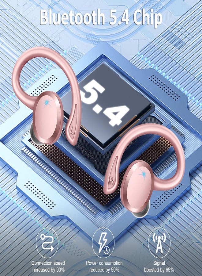 Rulefiss Wireless Earbuds Sport, 2025 Bluetooth 5.4 Headphones Bass Hi-Fi Stereo Over Ear Buds, 56Hrs Noise Cancelling Headset with Earhook, IP7 Waterproof Earphones Workout Running for Laptop Pad Android iOS - Image 3