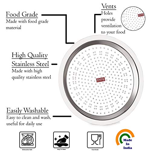 HAZEL Stainless Steel Cover Lid with Hole Chiba Ciba For Topes Pots, 12.3 cm, Silver - Image 3