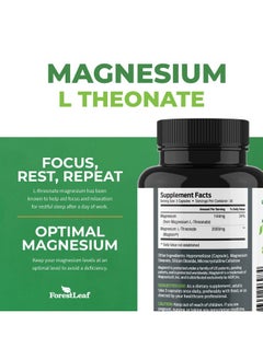 ForestLeaf Magnesium Lthreonate Capsules 2000Mg Original Magtein Formula Patented & Clinically Studied Magnesium Supplement For Focus Memory Brain & Sleep Support Mag Threonate For Women & Men (90 Count)  - Image 4