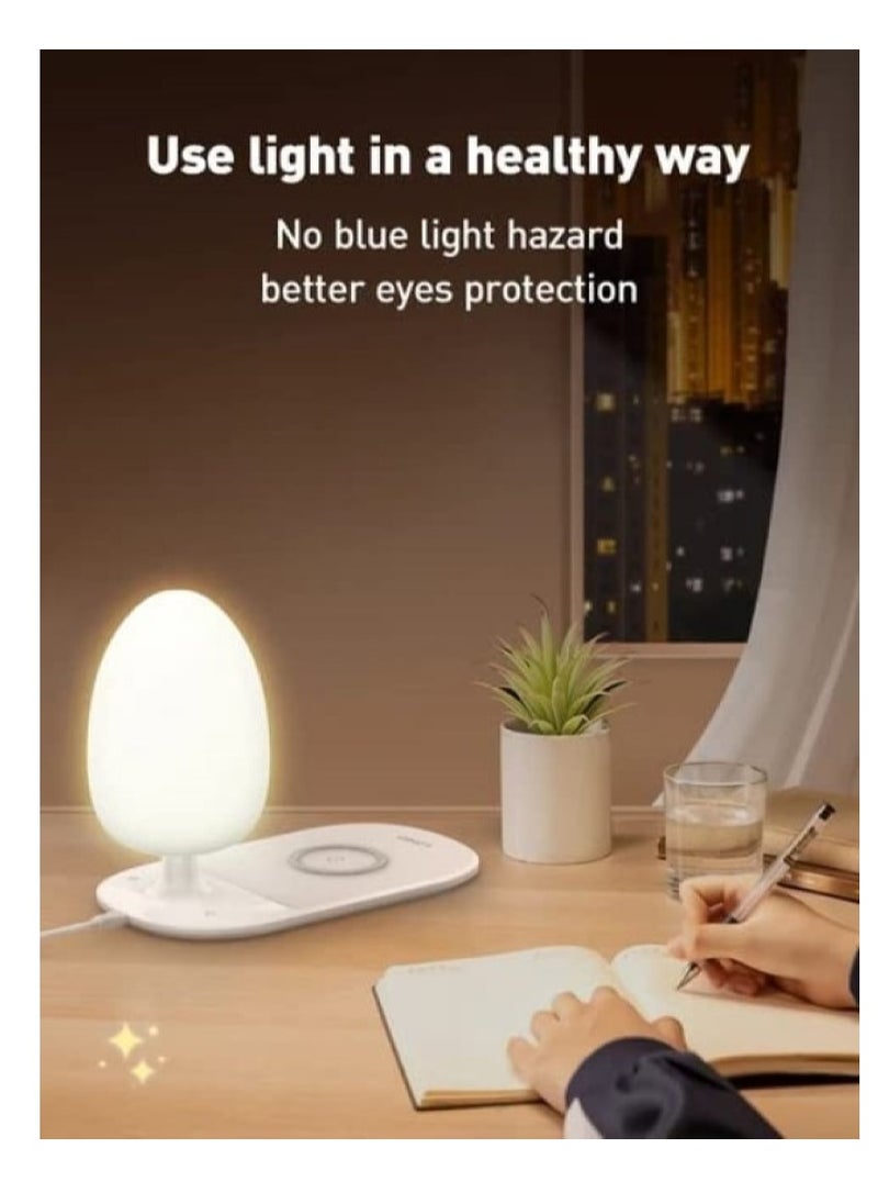 Bluejw 2 in 1 Night Light with Wireless Charger Bedside Lamp Magnetic Desk Lamp with RGB Light Touch LED Table Lamp Three Adjustable Brightness Sleep Aid Nightlight for Bedroom Home Office Hallway (white)  - Image 2